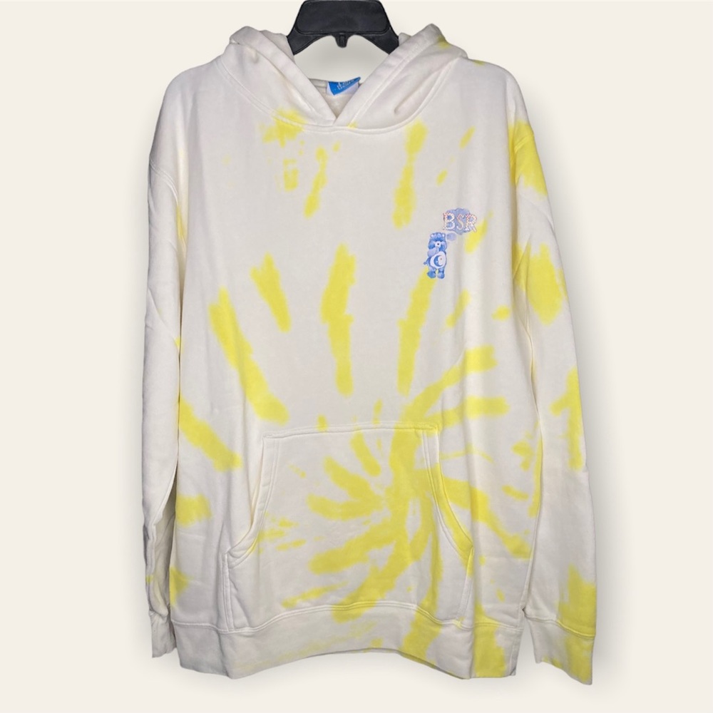 BSR By Samii Ryan X Care Bears Bedtime Bear Hoodie Large Yellow Tie Dye Spiral